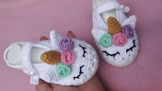 1 parte / Pantuflas Unicornio / Zapatos tejidos a crochet / Como realizar zapatitos de unicornio
