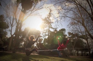 Emilie & Viktoria Duo Slackline Static Tricks // Gibbon