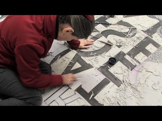 Angela Cavalieri: large scale linocut printmaking process
