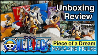 ONE PIECE MAGAZINE FIGURE A PIECE OF DREAM NO.1 VOL. 1-4 LUFFY SABO ACE GARP UNBOXING REVIEW BANDAI