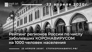23 апреля 2020//Рейтинг регионов России по числу заболевших коронавирусом на 1000 человек//#VNDPRESS