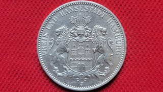 GERMANY SILVER 3 MARK 1913 (UNC) HAMBURG - Гамбург 3 Марки Люкс