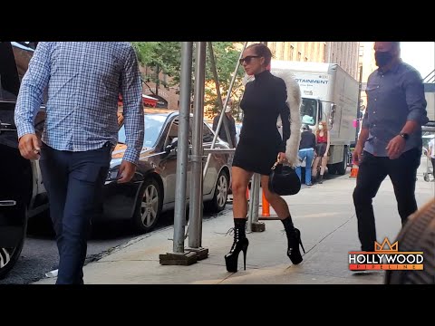Lady Gaga in sky high boots at MILK Studios in