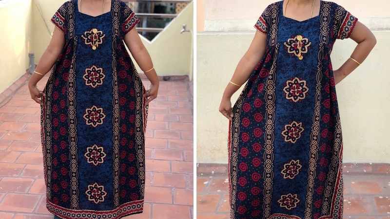 Yoke nighty cutting and stitching tutorial, easy nighty tutorial, DIY easy