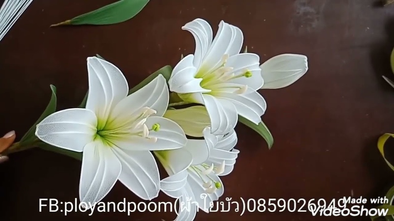 Longiflorum hybrid, lily (ล ลล ปากแตร) How to make nylon, stocking flower by