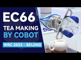 Elite Robots EC66 making Chinese tea with soft gripper at WRC 2023