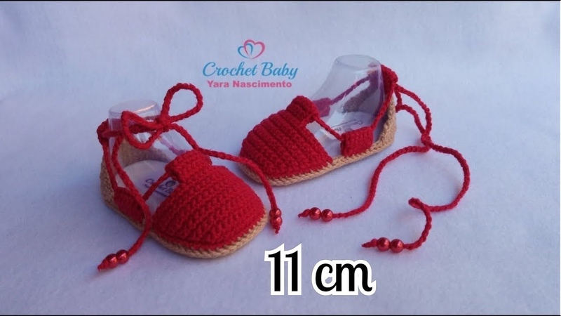 Alpargata IRACY de Crochê Tamanho 11 cm Crochet Baby Yara