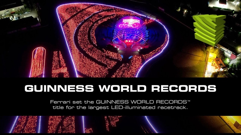 Ferrari GUINNESS WORLD RECORD For The Largest LED Illuminated Racetrack,