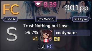 8.4 xootynator | HARU NEMURI - Trust Nothing but Love My World +HD 99.7% (#1 901pp FC) - osu!
