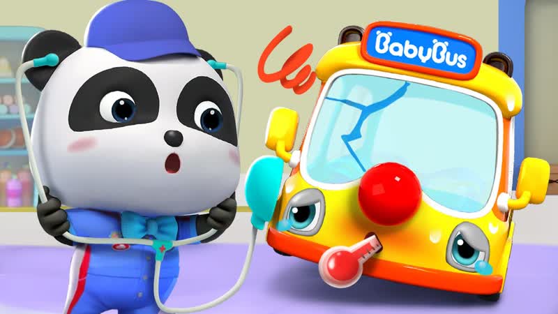 Bus is Scared of Checkup, Wheels on the Bus, Baby Panda Mechanic Ep 6, Kids Song, Baby