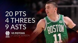 Payton Pritchard 20 pts 4 threes 9 asts vs Pistons 23/24 season