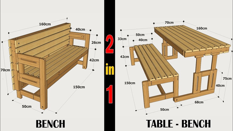 HOW TO MAKE A FOLDING TABLE BENCH, PICNIC TABLE DETAILED STEP BY