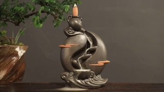 Add 10Pcs Incense Cones,Waterfall Backflow Incense Burner Teapot Incense Holder Ceramic Censer 2020