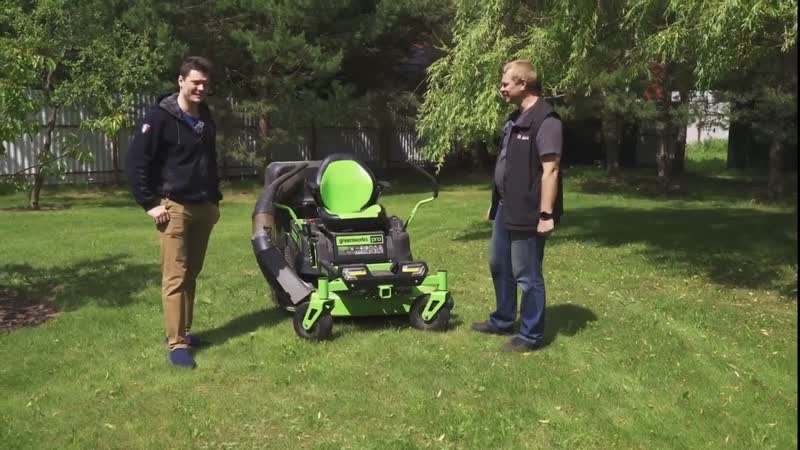 Тест аккумуляторного райдера Greenworks Zero Turn CRZ 428 журналистами