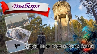 Выборг. Заброшенная водонапорная башня и лестница в лесу.