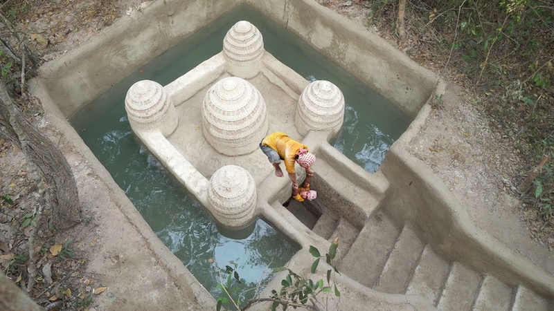 Girl Living a Partner, Built the Most Underground Temple House and Swimming Pool