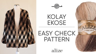 Alize Angora Gold Batik ile Kolay Ekose  Easy Check Pattern  Легкая шотландская клетка