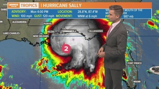 4 pm tropical update: Hurricane Sally track shifts east - a Category 2 storm with 100 mph winds