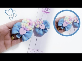 Par Pirulito com Crinol e pompom - Lao Cruzado sem molde muito fcil