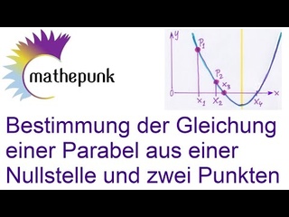 Bestimmung der Gleichung einer Parabel aus einer Nullstelle und zwei Punkten