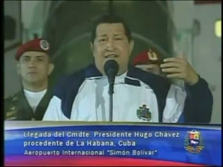 Hugo Chvez Canta Venezuela, Luego De Su Llegada De Cuba.