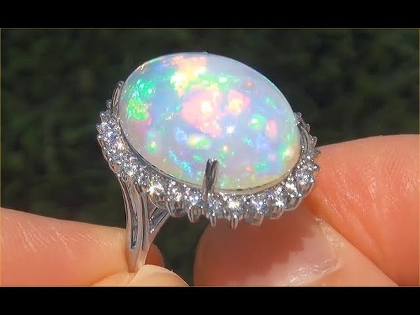 GIA Certified Natural Buccellati Ethiopian Opal Diamond 14k White Gold Estate Cocktail
