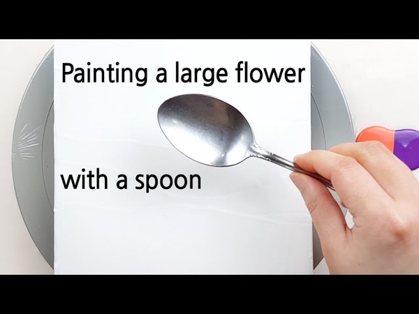 (413) A Big Coral Violet Flower, Spoon painting, Fluid Acrylic for beginners, Designer