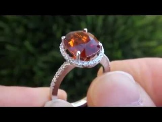 Very Rare Spessartite Garnet & Diamond Ring Solid 14K Gold eBay Auction