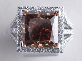 ctw Princess Cut Natural Chococate SI1 Diamond Engagement Ring - BigDiamondsUSA