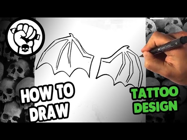 How to Draw Bat Wings Draw Tattoo Art Drawing Step by Step for Beginners Skull