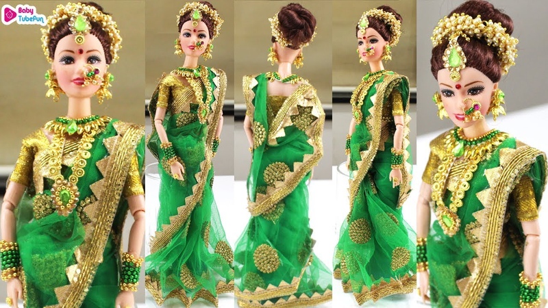 Barbie doll as Maharashtrian Bride in Saree, Maharshtrian traditional Barbie Saree