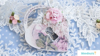 Serduszko decoupage w romantycznym klimacie