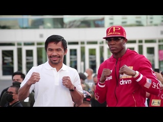 MANNY PACQUIAO AND YORDENIS UGAS GO FACE TO FACE AT LAS VEGAS GRAND ARRIVALS!
