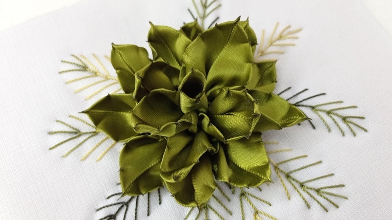 271 SUCULENTA ( CACTUS) ( RIBBON FLOWERS, HOW TO MAKE FLOWERS, DIY FABRIC