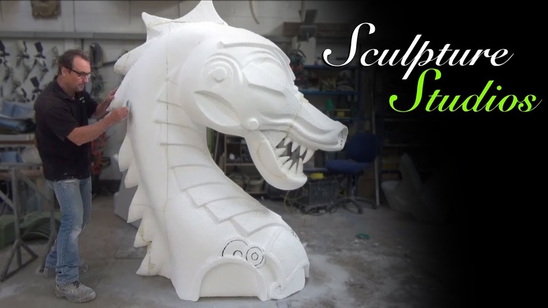 Hand Carving a Polystyrene, Styrofoam Dragon by Sculpture