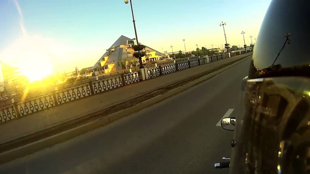 Slow motorcycle riding one sunny morning in
