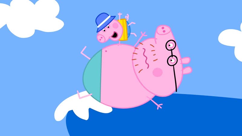George Surfs on Daddy Pigs Tummy Peppa Pig