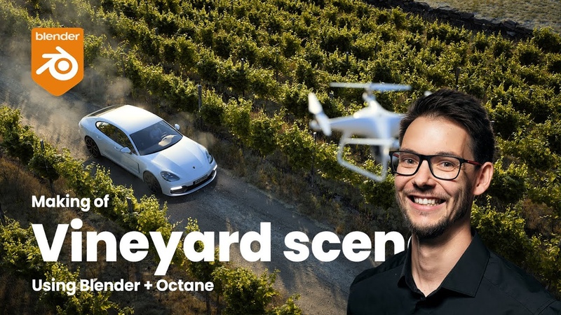 Making of the vineyard scene using Blender +