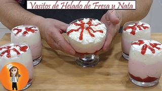 Vasitos de Helado de Fresa y Nata | Receta de Cocina en Familia