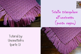 scialle triangolare all'uncinetto tutorial (punto ragno) parte 1