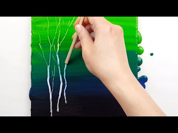 (401) Wooden chopsticks scratch painting, Fluid Acrylic Pouring for beginners, Designer