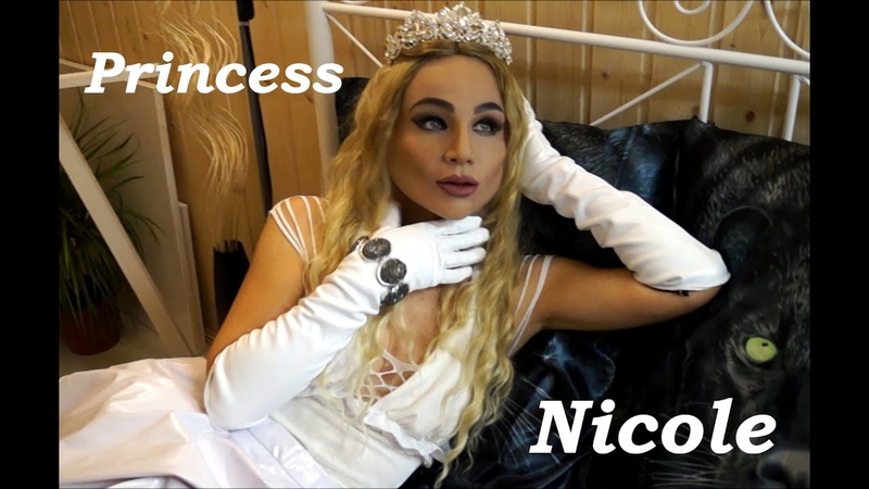 Princess Nicole in white outfit in over knee boots (female realistic mask Nicole), Маска
