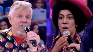 Samantha Schmutz Bate Boca Com Miguel Falabella no ’Domingão do Faustão’ 25/06/2017