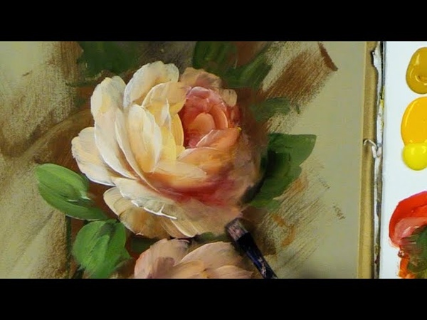 Beginning Rose with Acrylics Wet in Wet