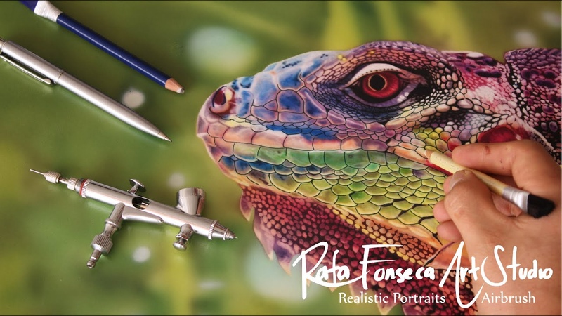 Painting Iguana, Airbrush Iguana ( Rafa Fonseca Art