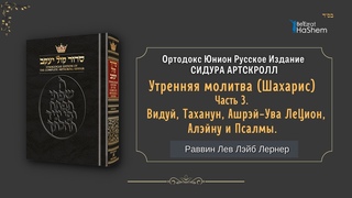 Утренняя молитва (Шахарис). Часть 3. Видуй, Таханун, Ашрэй-Ува ЛеЦион, Алэйну и Псалмы.