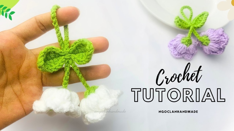 English Sub Crochet lily of the valley PUFF STITCH , Hướng dẫn móc hoa chuông bằng