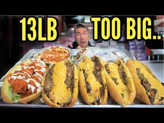 IMPOSSIBLE 13LB CHEESESTEAK CHALLENGE | With Spicy Chicken & Gyro’s | NYC Street Food